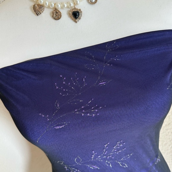 Charlotte Russe Purple Y2k Strapless Midi Bodycon Dress M Whimsigoth Fairy Prom - Picture 8 of 11